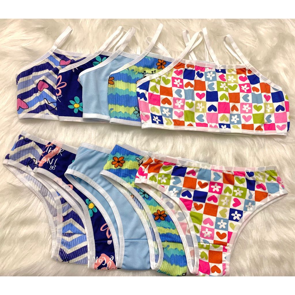 Kit 5 Conjuntos Infantil Menina Moça Top e Calcinha - Suede Estampado (1 a 12 anos) em Oferta na Shopee