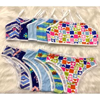 Kit 5 Conjuntos Infantil Menina Moça Top e Calcinha - Suede Estampado (1 a 12 anos) em Oferta na Shopee