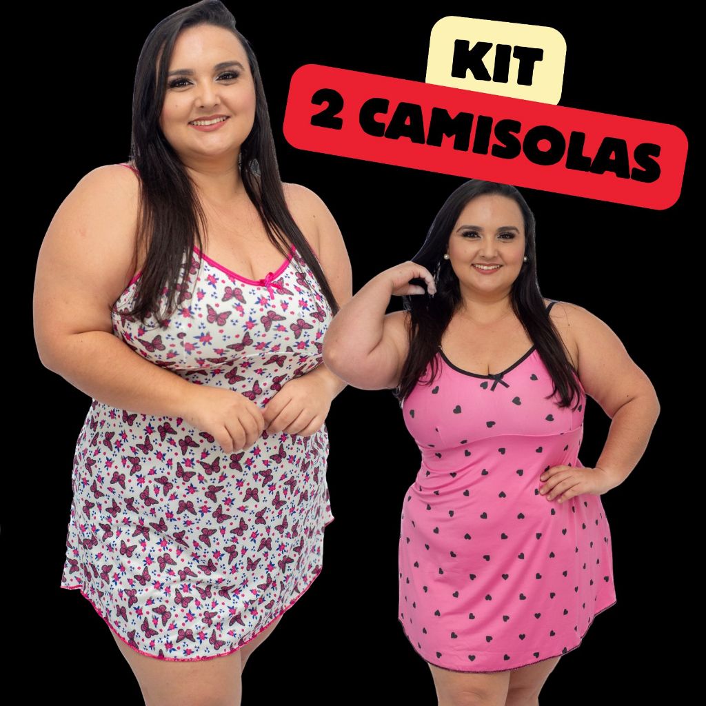 Kit 2 Camisolas Plus Size Camisola EXGG Camisola Extra Grande Camisola GG1 Vestido de Dormir Feminina em Oferta na Shopee