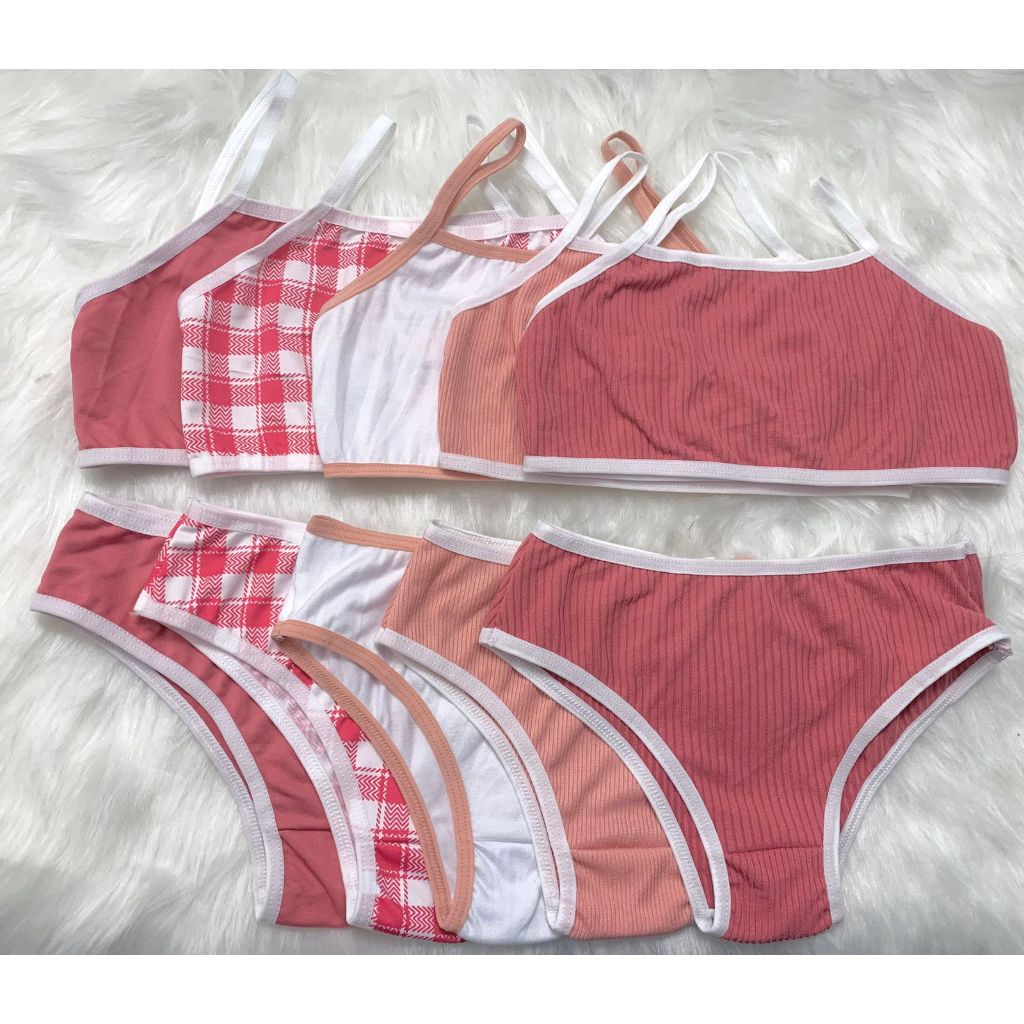 Kit 4 Conjuntos Infantil Menina Moça Top e Calcinha - Suede Estampado (1 a 12 anos)