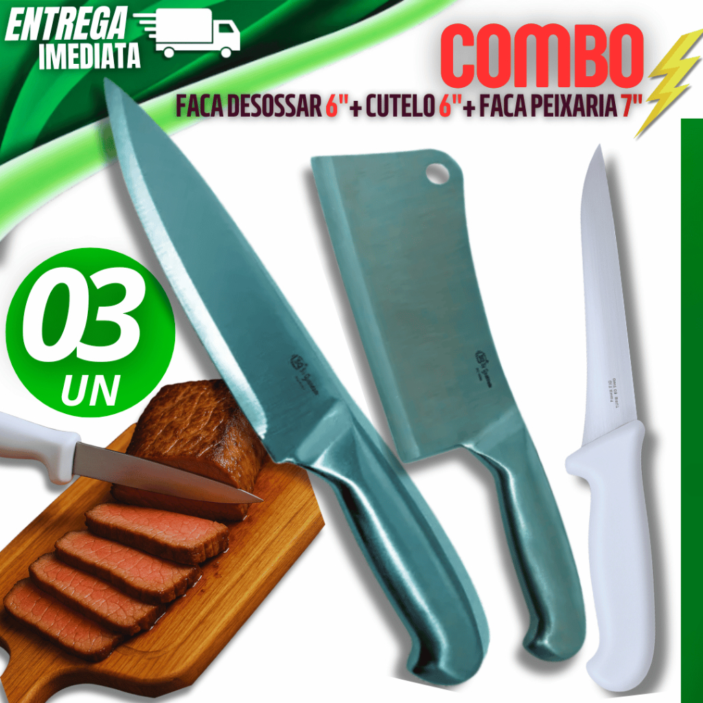 Unidades - Cutelo 6" Linha Texas Faca Peixaria 7" Multiuso Premium Faca Desossar  Utilidades