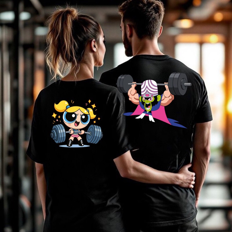 kit 2 camisetas Conjunto de casal meninas super poderosas Camisa casual personalizada estilosa top academia lançamento