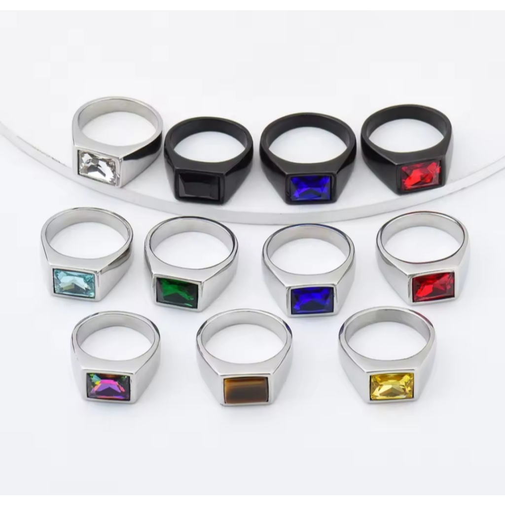 Aneis Formatura com Pedras Folhedos a Prata Vitage Elagância com caixinha em Oferta na Shopee