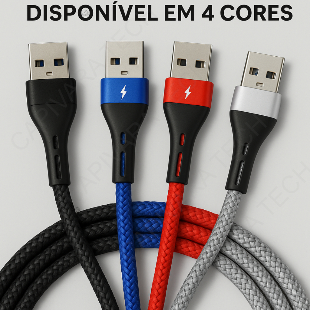 Cabo Tipo C 2 Metros Reforçado Carregamento Rápido Compatível com Samsung e Xiaomi - detalhe