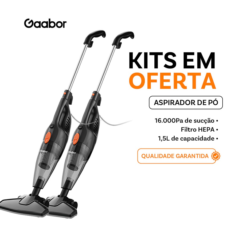 Gaabor Super Sucção de 16000Pa Kit com 2 Aspiradores 2 em 1 com Fio Portáteis e Haste de Pressão GVCW-M15A em Oferta na Shopee