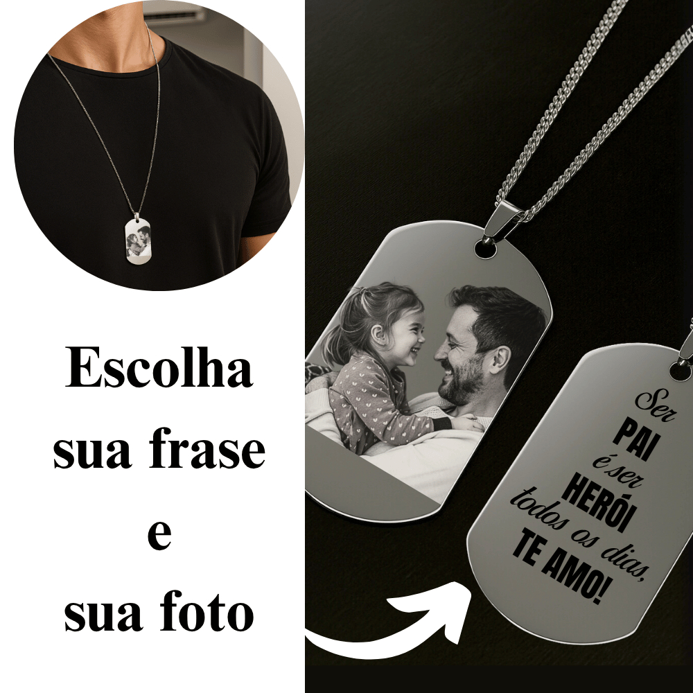 Colar Cordão Corrente Dog Tag Gravada Aço Inox Presente Pai Marido Homem Namorado Gravado Foto Frase em Oferta na Shopee