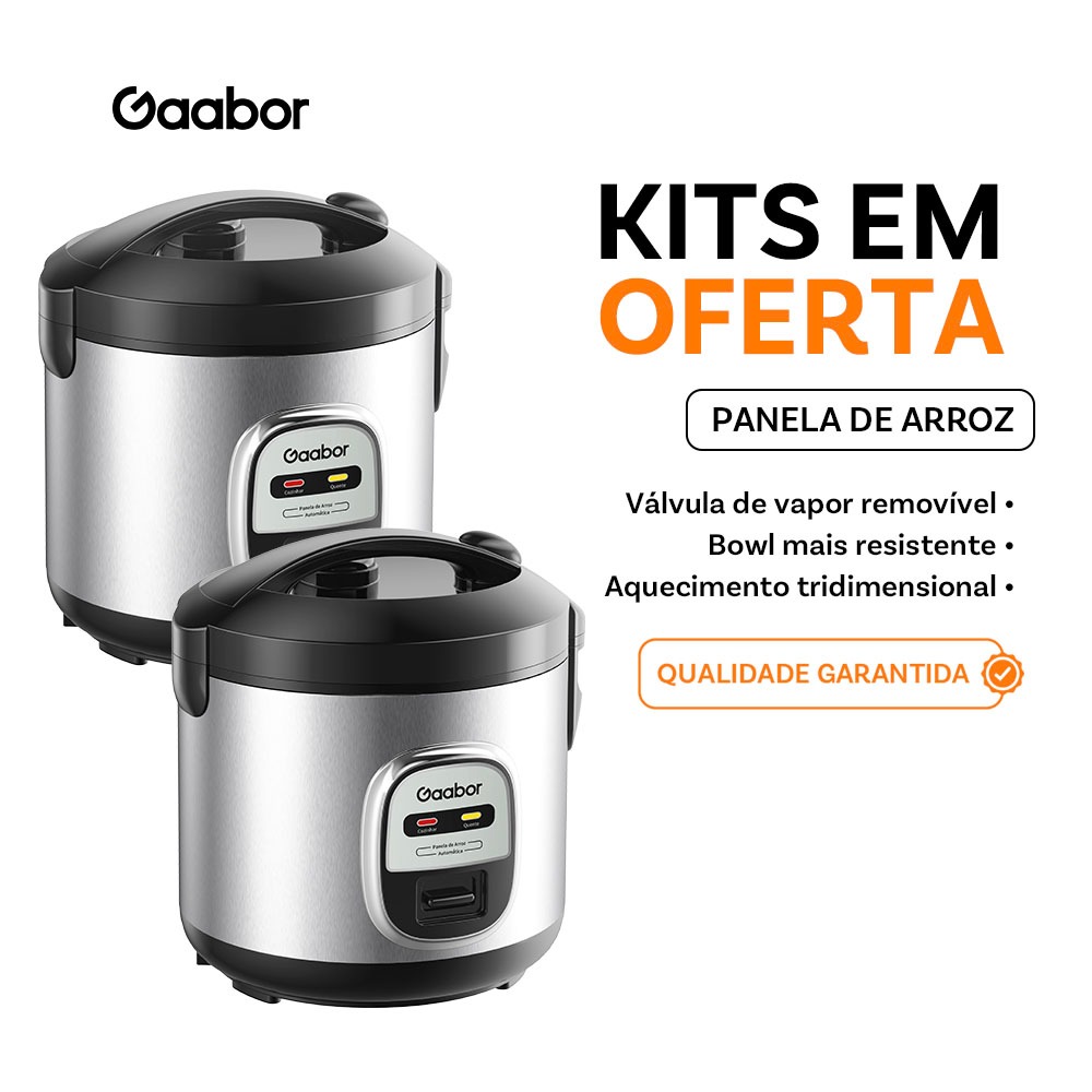 Gaabor kit com 2 panelas elétricas multifuncionais 1L capacidade pequena ideal para cozinhar 1 tigela de arroz RC-20M01A em Oferta na Shopee