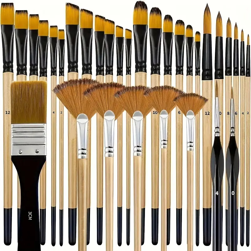 Kit 32 Pincéis Para Pintura Artística Acrílica Tela Òleo