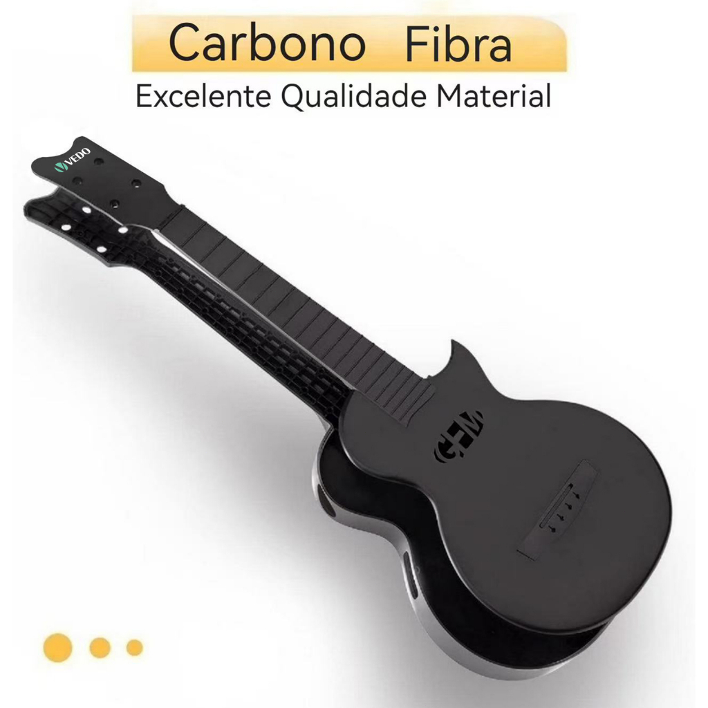 Ukulele de Viagem VEDO 23 Polegadas em Fibra de Carbono - Kit Completo com Mochila, Alça, Capotraste, Afinador, Palhetas em Oferta na Shopee