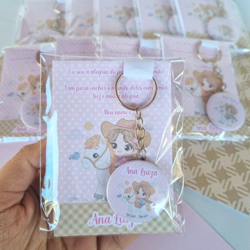 kit Lembrancinha Maternidade Cowgirl Cavalinho Menina Rosa Personalizado Nome Bebê Lembrança Nascimento Fazendinha