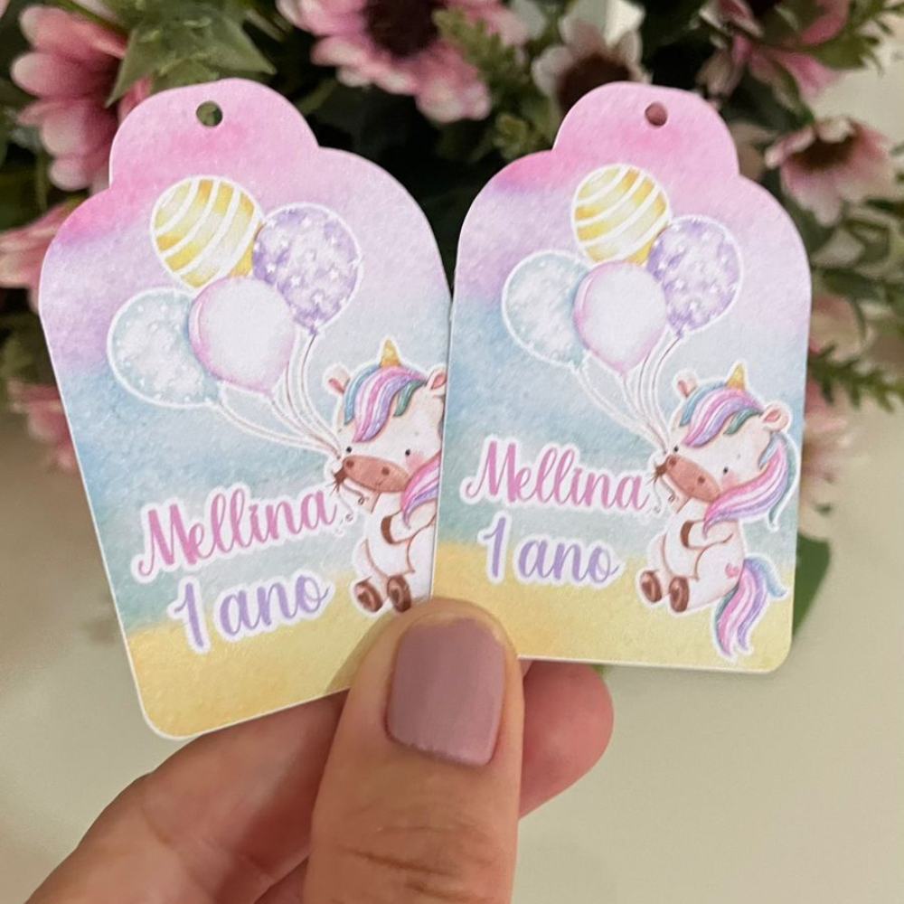 Tag personalizada Unicórnio  para lembrancinha de aniversário  agradecimento embalagem