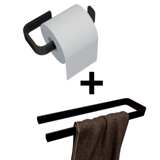 Kit acessórios para banheiro porta toalha de rosto + Papel Higiênico Preto Fosco Quadrado Adesivo em Oferta na Shopee
