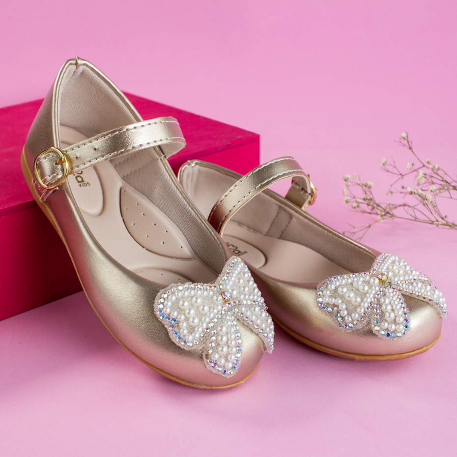 Sapatilha Infantil Laço Off White Menina Confortável Moda Festa 2010 Brilho Delicada Promoção em Oferta na Shopee