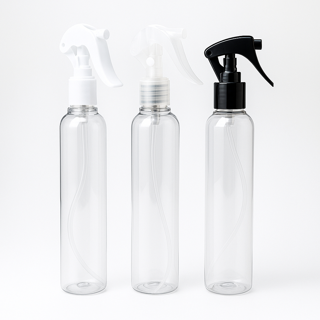 Kit 02 Unidades Frasco Borrifador Cilíndrico Válvula Gatilho 200mL