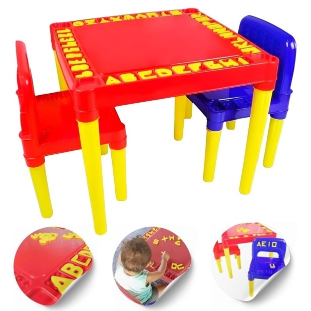 Mesinha Mesa Didática Infantil 2 Cadeiras Tritec - Envio Imediato - Brinde Lapis de Cor