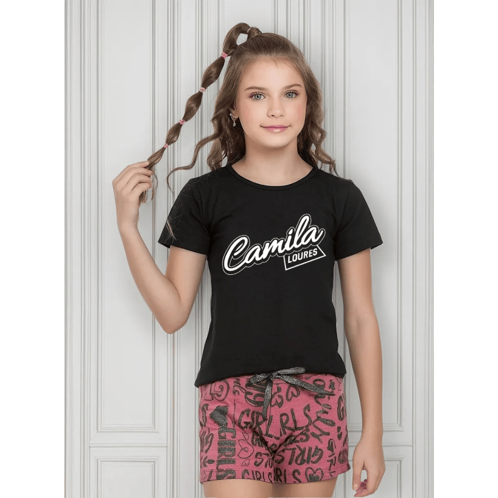 Camisa Algodão Unissex Camila Loures Camiseta 100%Algodão Youtuber Infantil E Juvenil