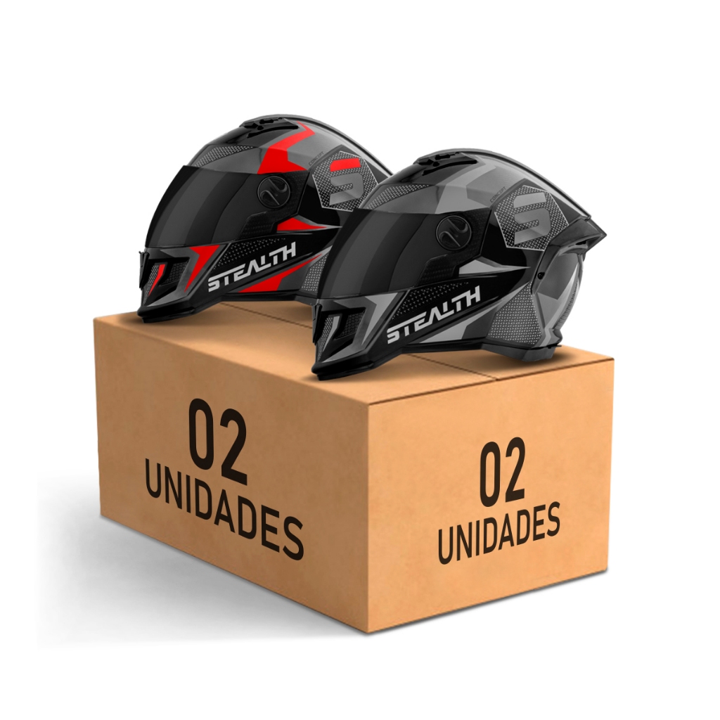 Kit 2 Capacete Fechado Stealth Concept ProTork Brilhante Feminino Masculino Viseira Fumê em Oferta na Shopee