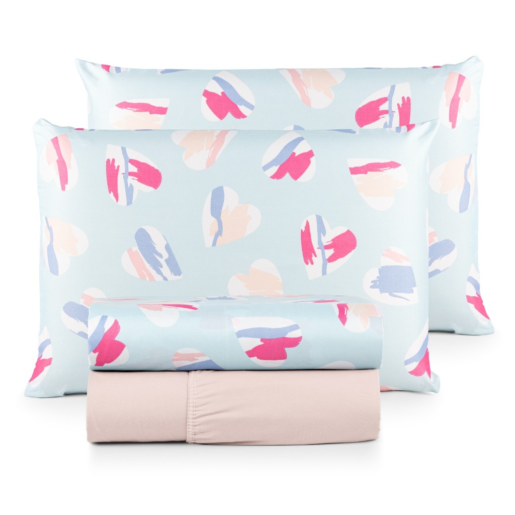 Jogo de Lençol Casal Padrão 04 Peças 200 Fios Cama Box Estampado Toque Aveludado Macio
