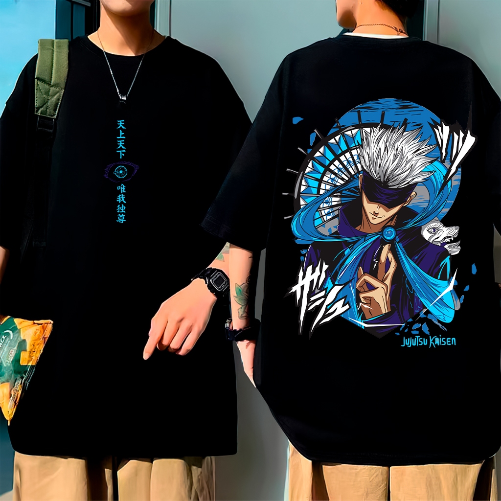 Camiseta Oversized Anime Streetwear Satoro Camisa Gojo Unissex Feminino Masculino em Oferta na Shopee