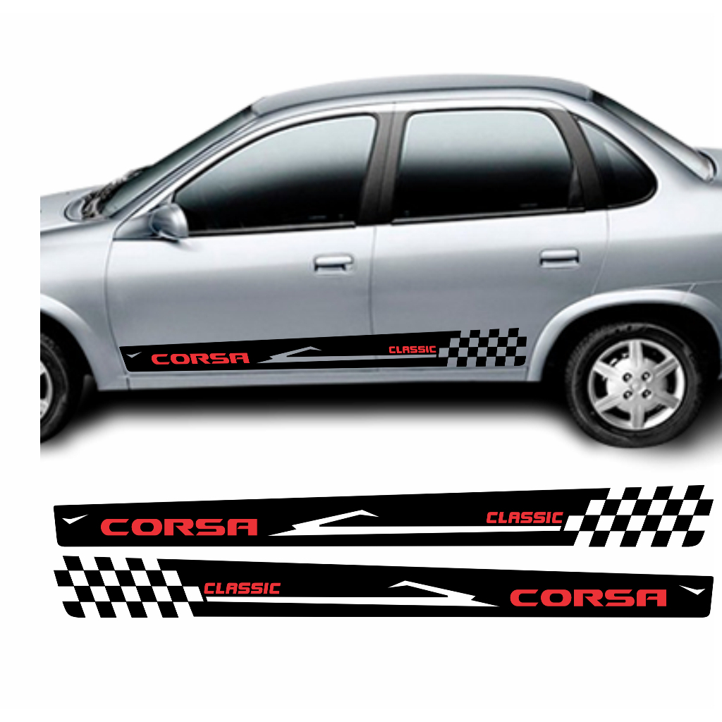kit Adesivos Faixa Lateral Corsa Classic 2 e 4 Corsa Hatch ou Sedan