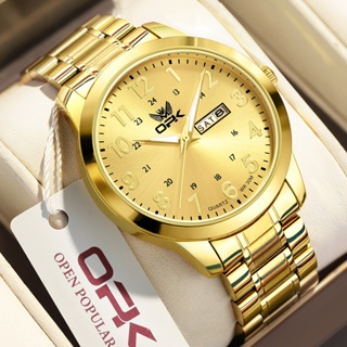 OPK Relógio Masculino de pulso Luxo Dourado original a prova d água Luminoso Aço Inoxidável orient 8176 em Oferta na Shopee
