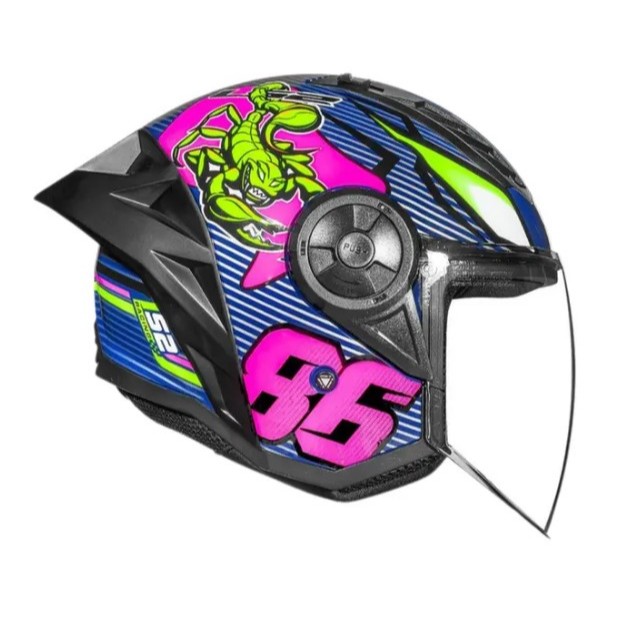 CAPACETE LS2 LANÇAMENTO OF616 S STING DARK ABERTO URBANO CONFORTO AZUL/ROSA