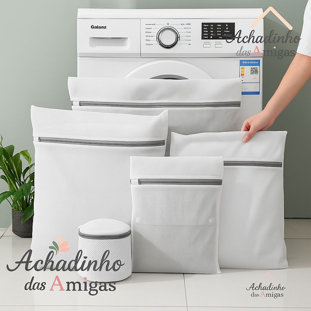 Kit 5 Sacos Para Lavar Roupas Na Máquina