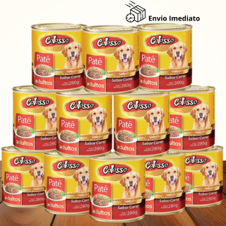 Kit 12UN Pate Para Cachorro Adulto Colosso Premium Caes Adultos Sabor Carne 280g