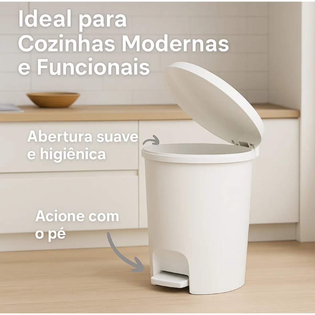 Lixeira Cesto 25l C Tampa Pedal Basculante Ergonômica Grande Empilhavel Resistente Plastica