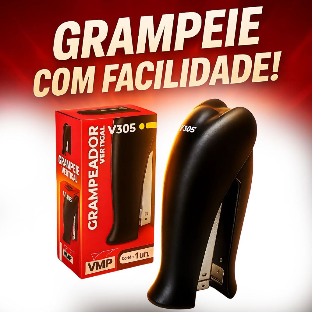 Grampeador Manual Vertical V305 Folhas Papel Escritório Escolar Grampos Preto em Oferta na Shopee