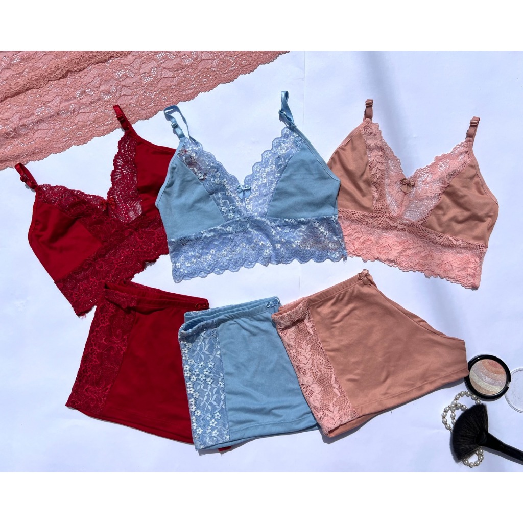 Kit 5 Pijama Baby Doll Curto Feminino de Verão com Alcinha Moda Intima Linha Noite Promoção