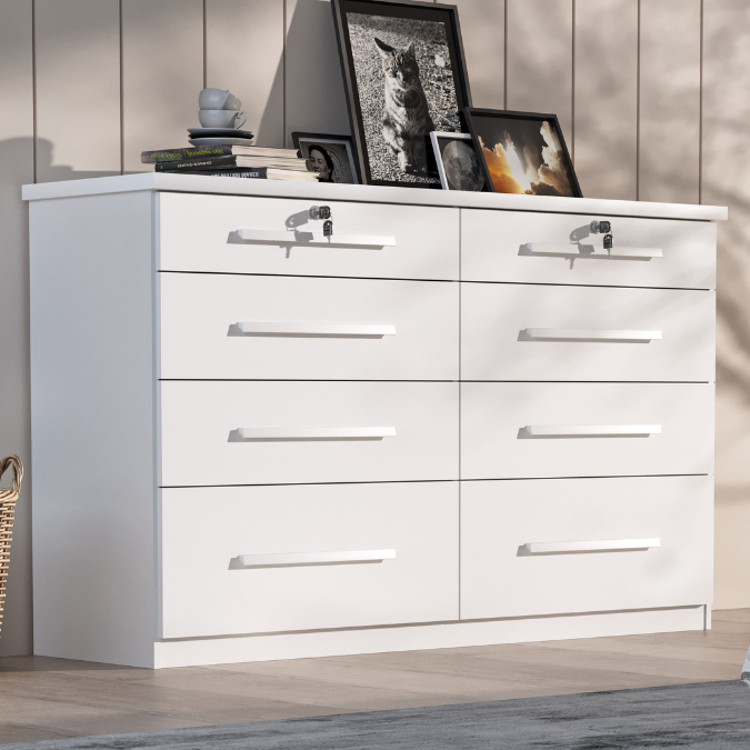 Comoda Monza 8 Gavetas com chave - Home & Living