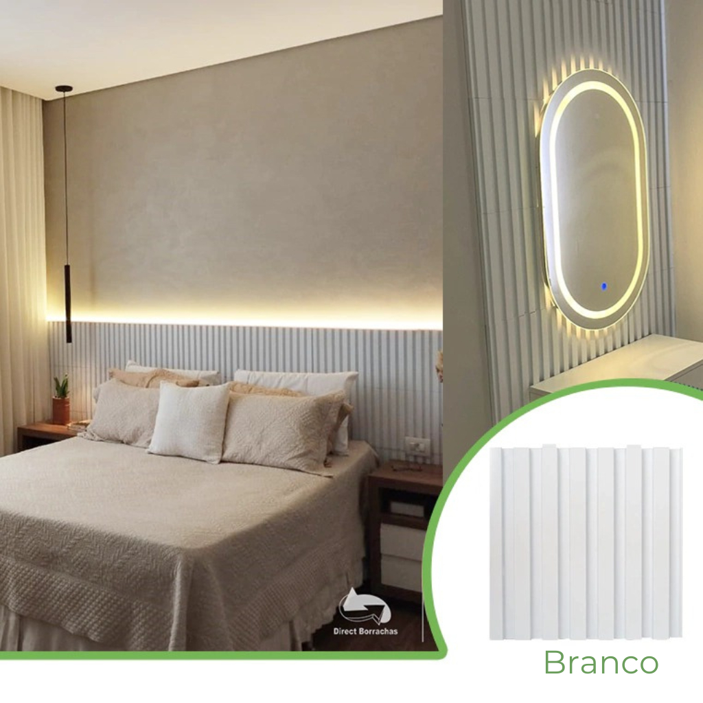 Kit 6m² Painel Ripado Branco 30x30 - 66 peças | Anti-impacto | Autocolant em Oferta na Shopee