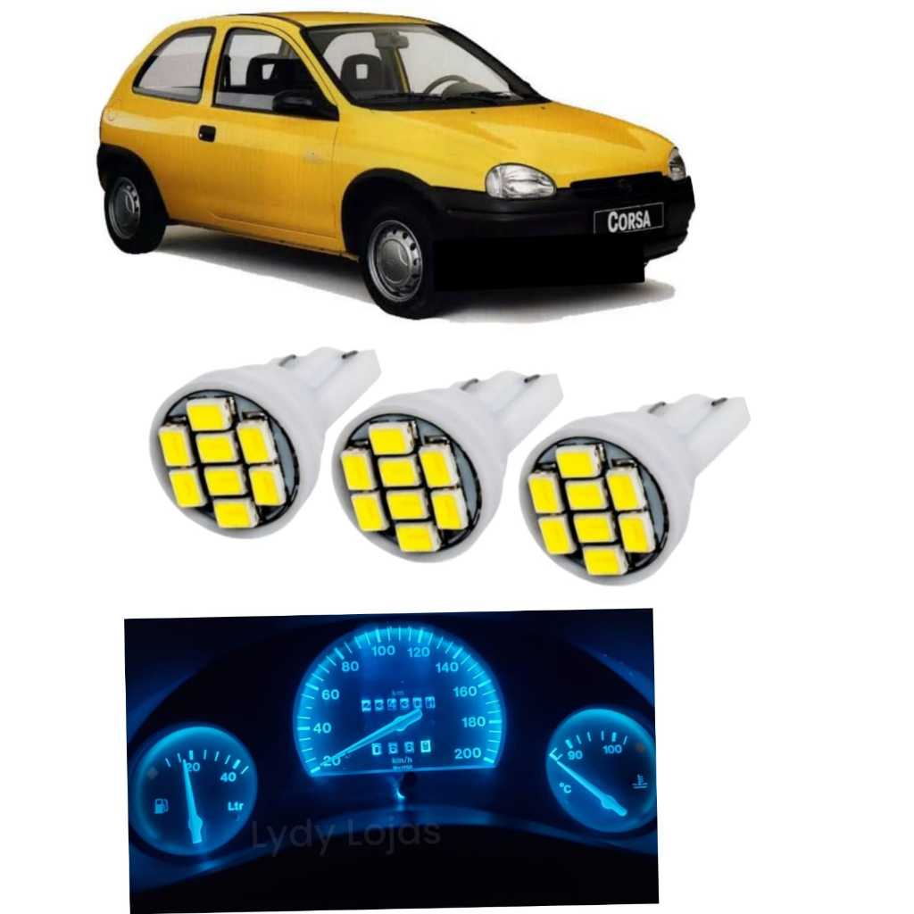 Led Painel Corsa Wind Wagon Led pingo T10 Azul Branco 3x Led