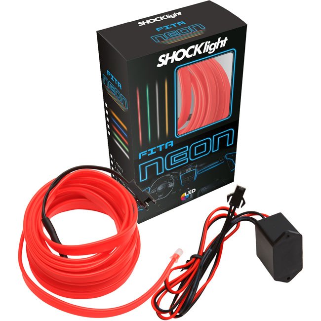 Fita Led Automotiva Vermelho Neon Shocklight Potente Decoração Carro Universal 5 Metros