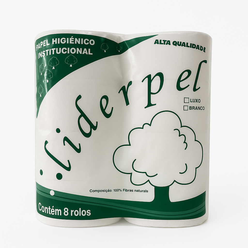 Papel Higiênico C/8 Rolão 300Mts Liderpel Institucional e Industrial Econômico - 1,5kg