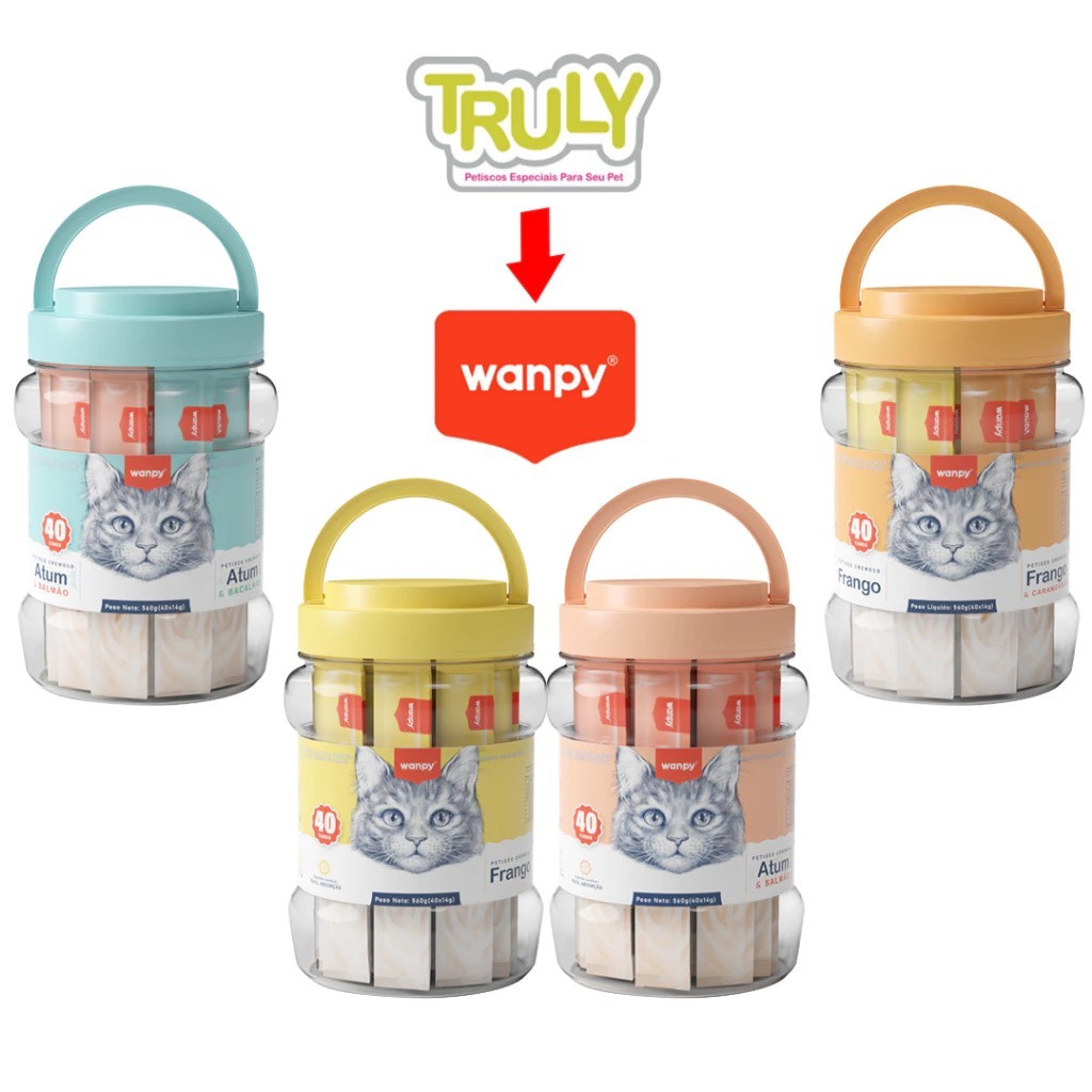 Truly Wanpy Creamy Petisco Cremoso Para Gatos 14gx40 Tubos 560g