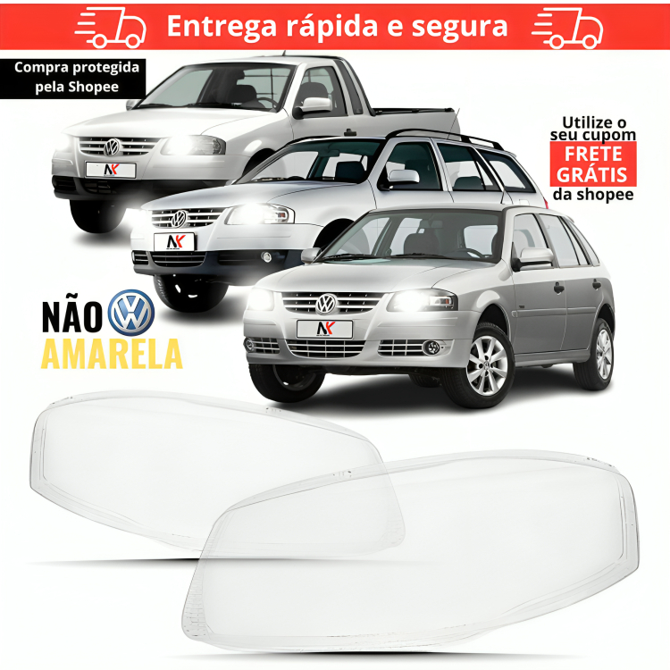 Par/Un Lente Farol Gol Parati Saveiro G4 2005 2006 2007 2008 2009 2010 2011 2012 2013 2014 Lentes em Oferta na Shopee