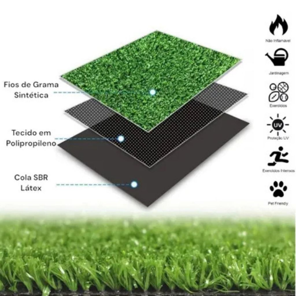 Tapete Grama Sintética 25cm x 25cm Decoração Artesanato 12mm