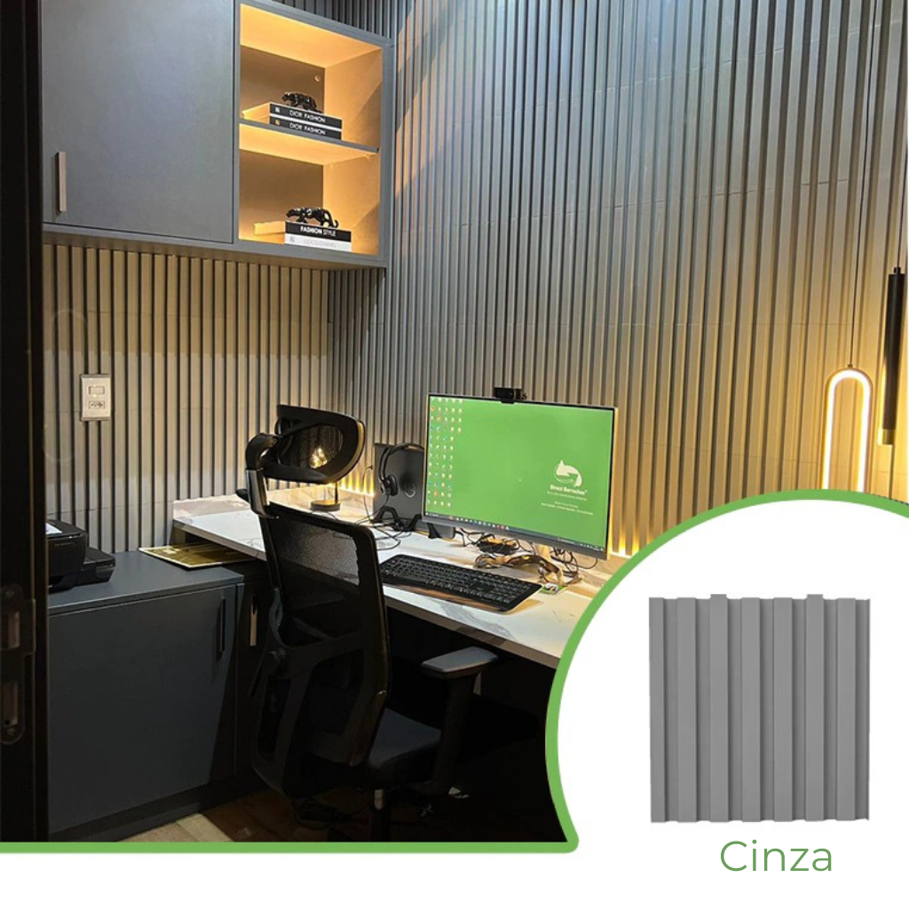 Kit 6m² Painel Ripado Cinza Claro 30x30 - 66 peças | Anti-impacto | Autocolante em Oferta na Shopee