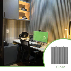 Kit 6m² Painel Ripado Cinza Claro 30x30 - 66 peças | Anti-impacto | Autocolante