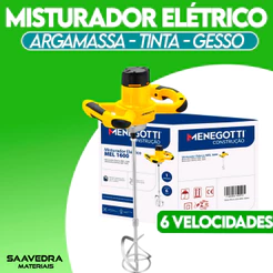 Misturador Elétrico Para Argamassa 1600w Menegotti 220v Profissional