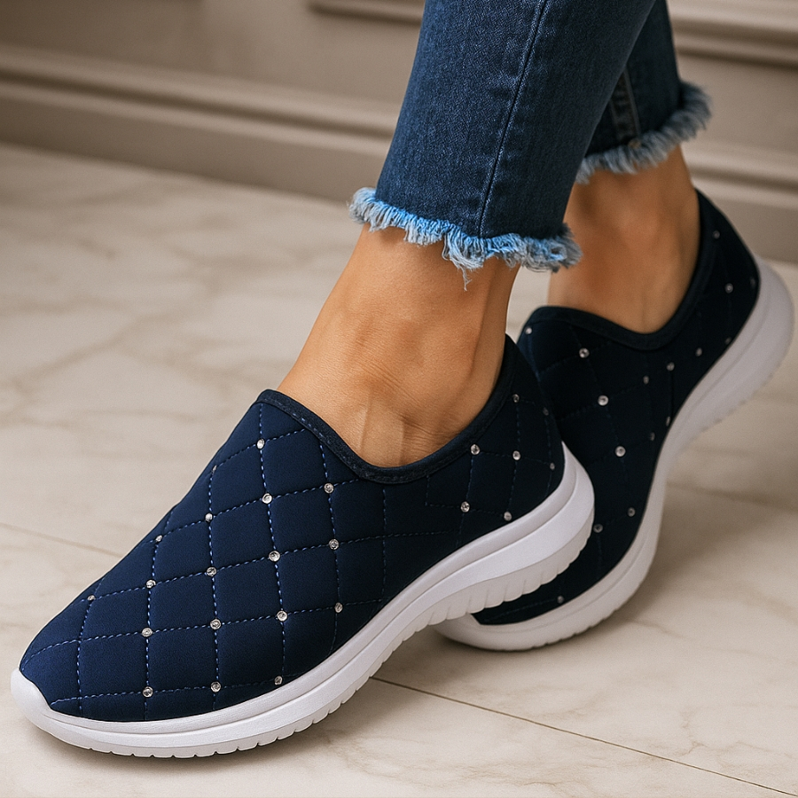 Tenis Feminino Meia Casual Tenis Feminino Para Mulher Leve  Anatomico.( Aplique Bordado Lantejolas quadradinho)