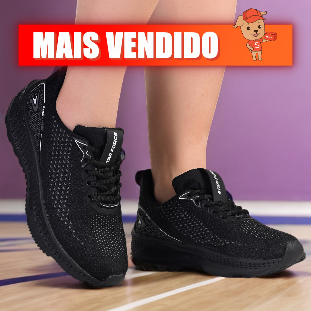 Tênis feminino masculino caminhada pra malhar treino academia leve confortável flexível star force
