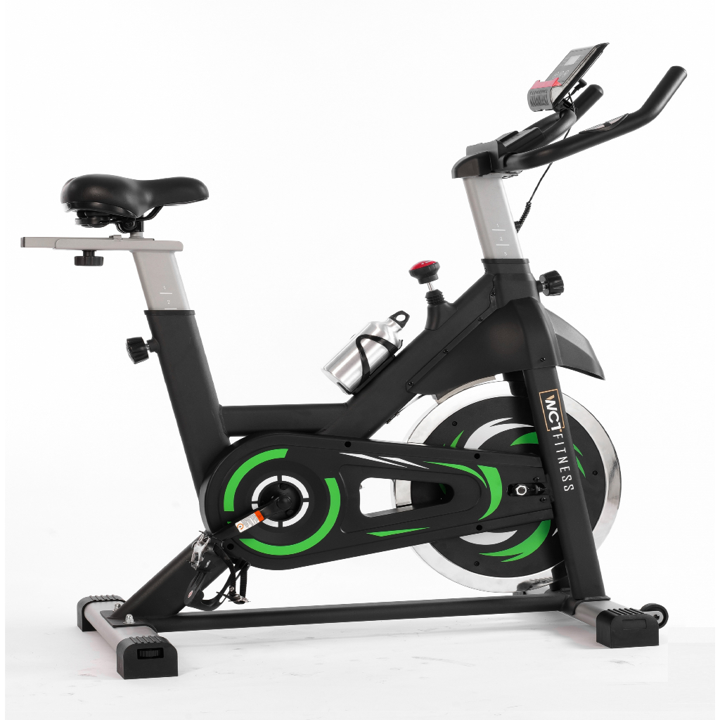 Bicicleta Ergométrica Spinning 20kg de Roda de Inercia Preto Verde Residencial WCT Fitness
