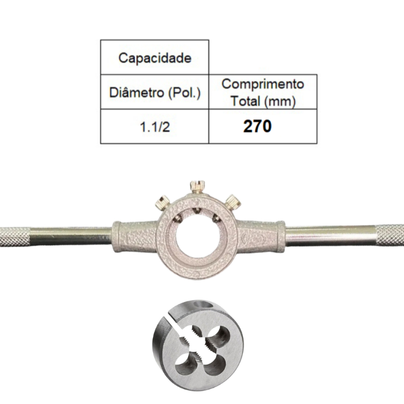 PORTA COSSINETE CAPACIDADE 1.1/2 POLEGADA + COSSINETE MANUAL AÇO LIGA M10 X 1,25 - ANSI - ROCAST