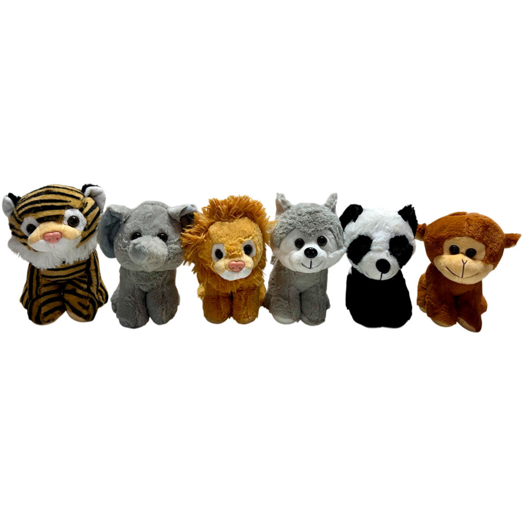 Animal De Pelucia Pequeno Fofo Nicho Cesta Infantil Lembrancinha Leao Tigre Panda Elefante - 20cm