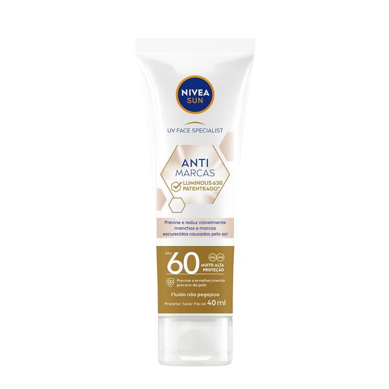 NIVEA SUN Protetor Solar Facial Fluido Anti Marcas Luminous 630®  FPS60 40ml - Beauty