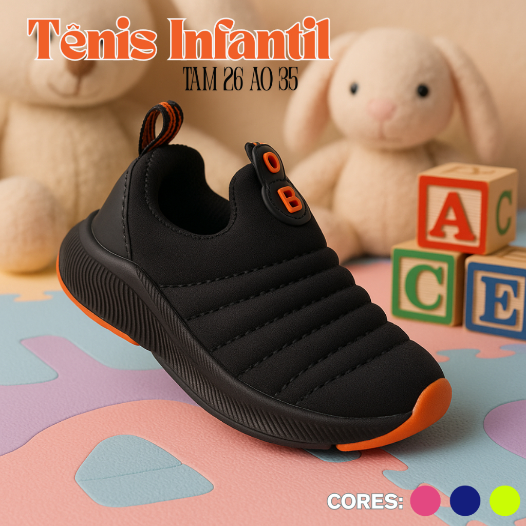 Tênis Meia Infantil Calce Fácil Slip On Para Escola Lazer Dia a Dia Casual Estiloso Confortável