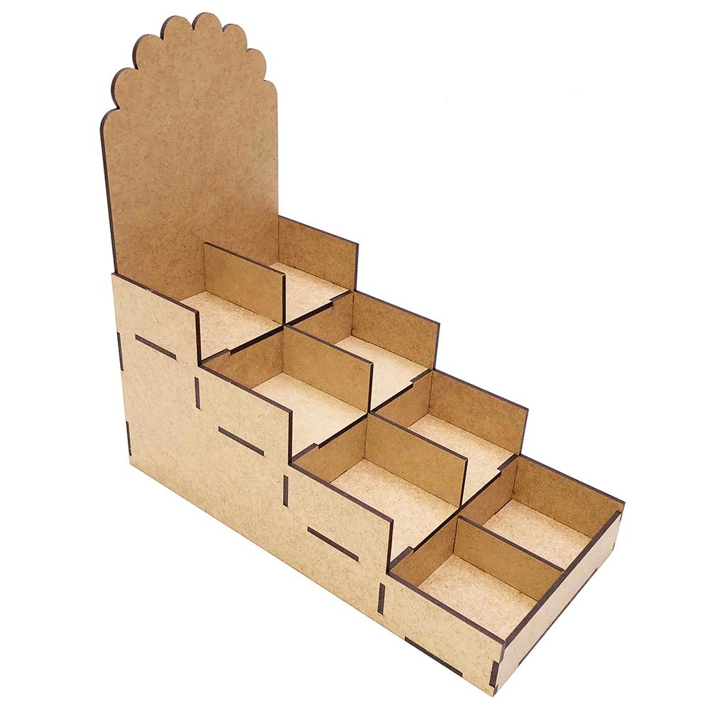 Expositor Display Mdf balcão tipo Escada 27x27 cm 4 Degraus 8 lugares porta Doce Palha Brownie sanck
